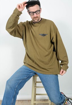 Vintage 90s Harley Davidson Sweatshirt Green Unisex Size XL