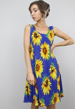 VINTAGE 90S SUMMER FLORAL PATTERNED DRESS
