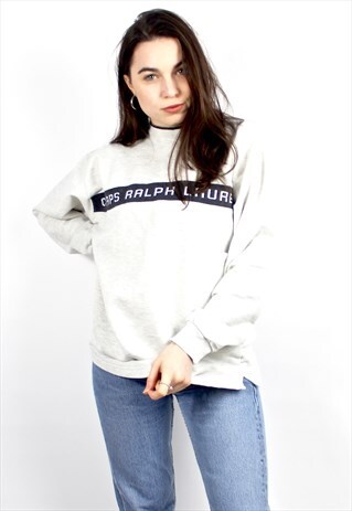 90'S RETRO BEIGE OVERSIZED SPELL-OUT LOGO SWEATSHIRT
