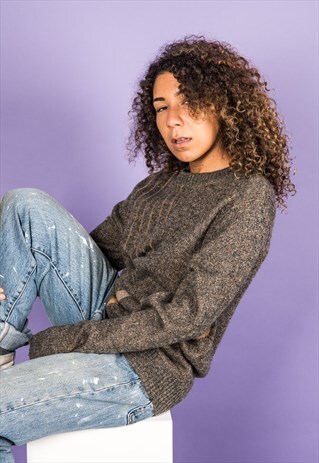 VINTAGE 1970S PATTERNED JUMPER IN BROWN