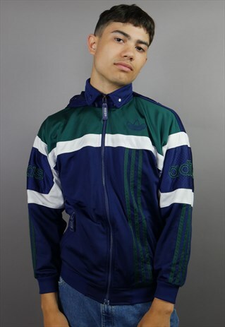 NAVY & GREEN ADIDAS ORIGINALS HOODIE JACKET