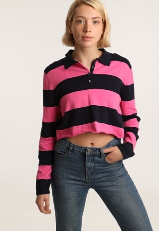 VINTAGE LAUREN RALPH LAUREN CROPPED LONG SLEEVE POLOSHIRT
