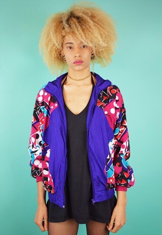 VINTAGE 80'S PRINT WINDBREAKER JACKET