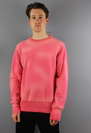VINTAGE CHAMPION REVERSE WEAVE SWEATSHIRT IN OVERDYED PINK W