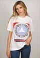 Vintage Mercedes Benz T-shirt (L) white 80s racing car auto