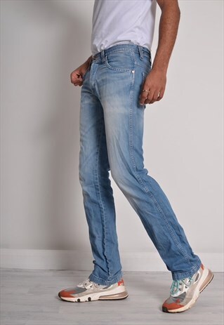 VINTAGE WRANGLER STRAIGHT LEG JEANS BLUE W32 L36