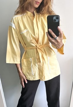 70s Pastel Yellow Cotton Work Jacket 