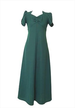 Green 70's vintage/retro, hippy/boho maxi dress, 40s style
