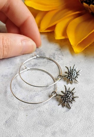 SUNFLOWER HOOP EARRINGS