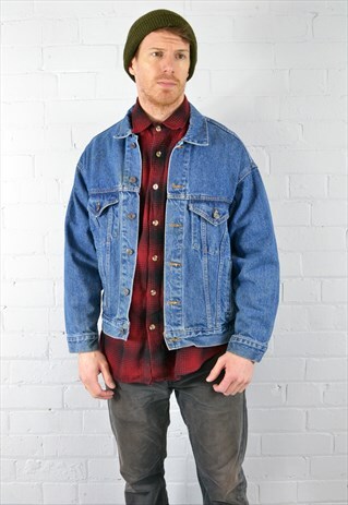 VINTAGE MID BLUE EAGLE PRINT DENIM JACKET