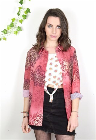 90S VINTAGE RED ABSTRACT PATTERN SHIRT