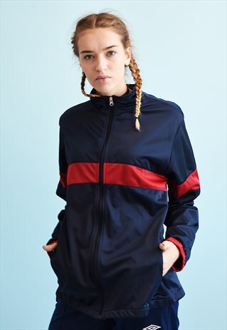 90'S RETRO SPORTS TRACKSUIT NAVY ATHLEISURE JACKET
