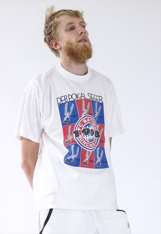 90S VINTAGE MENS BAYERN MUNICH MUNCHEN BIG LOGO T- SHIRT