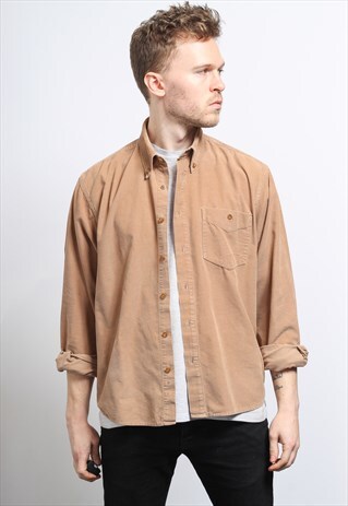 VINTAGE CORDUROY CORD SHIRT BROWN