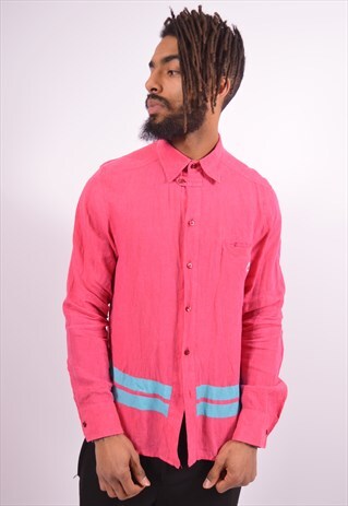 VERSACE MENS VINTAGE SHIRT SMALL PINK 90S