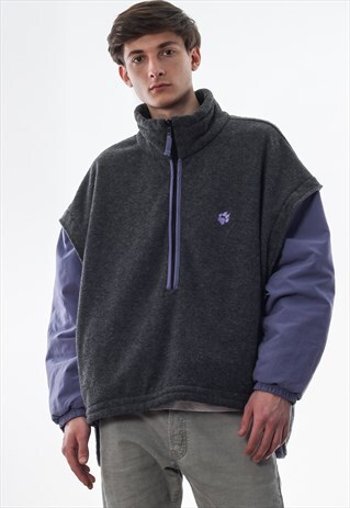 VINTAGE JACK WOLFSKIN PULLOVER JACKET 90S GREY PURPLE