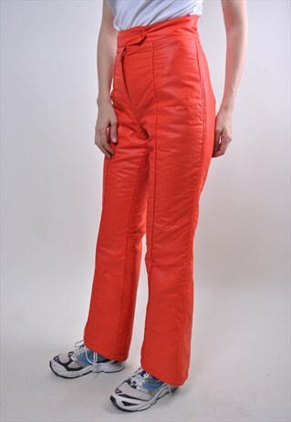 VINTAGE ORANGE FLARE SKI SUIT PANTS, WOMAN SNOW SUIT PANTS
