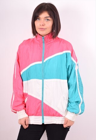 WOMENS VINTAGE TRACKSUIT TOP JACKET MEDIUM MULTI 90S