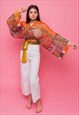 Boho Paisley Wrap Top Kimono Crop Bell Sleeve