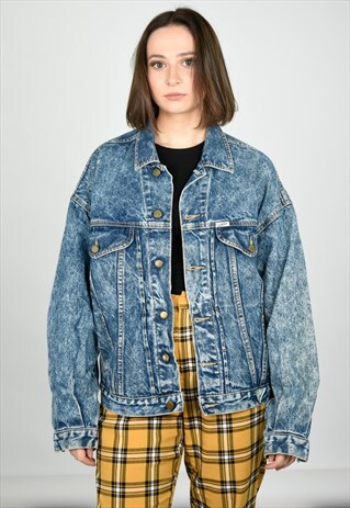 VINTAGE GUESS USA CLASSIC FIT ACID WASH DENIM JACKET
