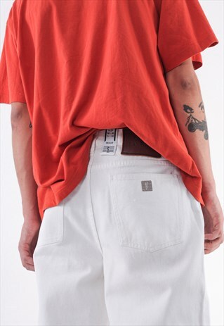 VINTAGE YVES SAINT LAURENT DENIM PANTS TROUSERS 90S WHITE