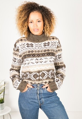 VINTAGE 80S CASUAL KNIT TURTLE NECK JUMPER / R527
