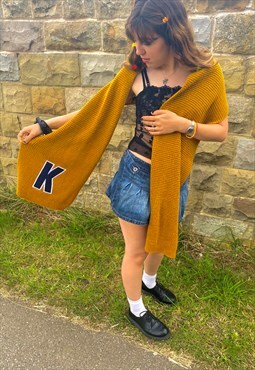 Knitted Mustard Yellow Preppy Scarf