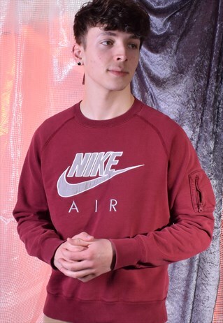 VINTAGE NIKE DARK RED EMBROIDERED SWEATSHIRT