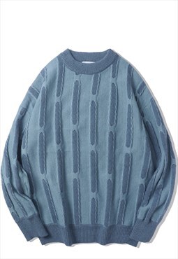 Vertical stripe sweater zigzag knit jumper zebra top in blue