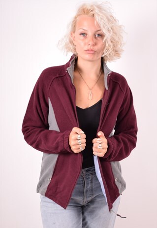 TOMMY HILFIGER WOMENS VINTAGE FLEECE JACKET LARGE PURPLE 90S