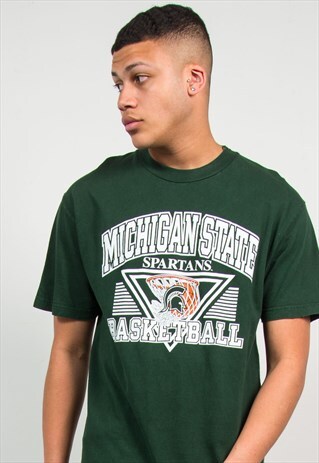 VINTAGE USA COLLEGE T-SHIRT MICHIGAN STATE BASKETBALL