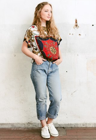 VINTAGE 90S SCARF PRINT TOP SHIRT