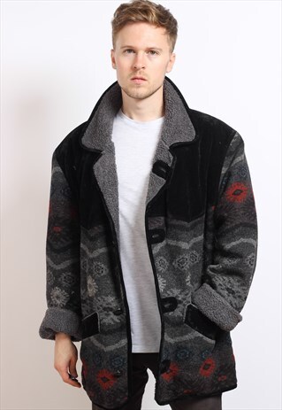 VINTAGE AZTEC NAVAJO FLEECE LINED JACKET