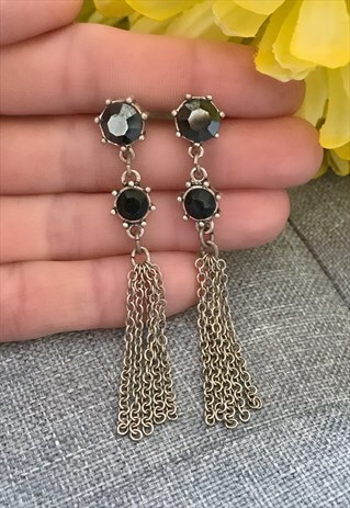 GREY CHAIN DANGLE EARRINGS