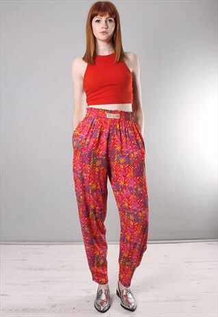 VINTAGE 80S PATTERNED HIGH WAISTED TAPERED TROUSERS
