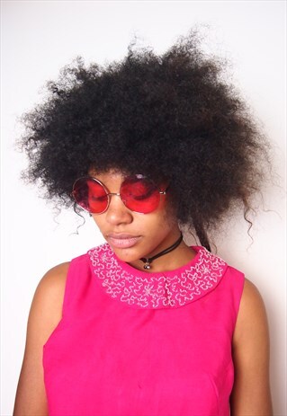 PINK LENS BIG ROUND SUNGLASSES