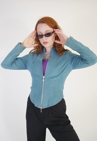 VINTAGE Y2K BLUE GREEN ZIP UP JACKET