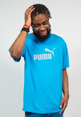 VINTAGE PUMA BLUE CREW NECK T-SHIRT