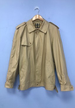 Vintage Trench Jacket Beige Cotton Short 
