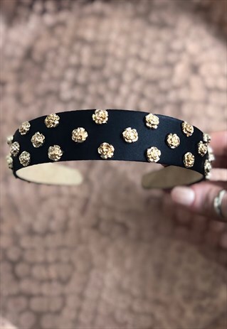 LAURA BLACK EMBELLISHED HEADBAND