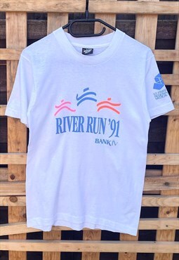 Vintage Screenstars 1991 river marathon white T-shirt XS 