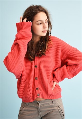 90'S RETRO KNIT SLOUCHY CHUNKY OVERSIZED MOMS CARDIGAN