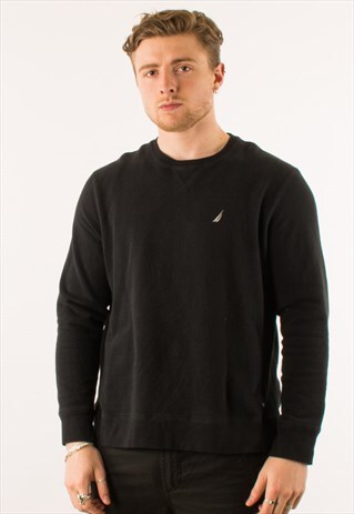 VINTAGE BLACK NAUTICA CREWNECK SWEATSHIRT LARGE