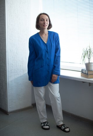 VINTAGE 80'S BLUE EMBROIDERED JACKET