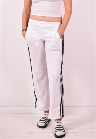 ADIDAS WOMENS VINTAGE TRACKSUIT TROUSERS W28 L30 WHITE 90S