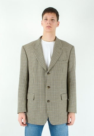 POSEIDON BLAZER UK 46 US CASHMERE HOUNDSTOOTH WOOL JACKET