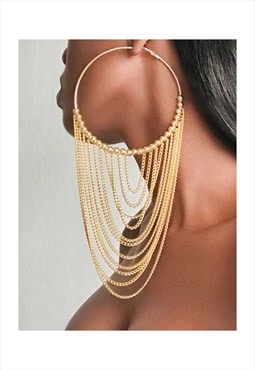 ROSETTA Earrings Beaded Large Hoop - Gold 