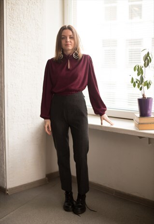 VINTAGE 90'S DARK GREY WOOL SMART TROUSERS