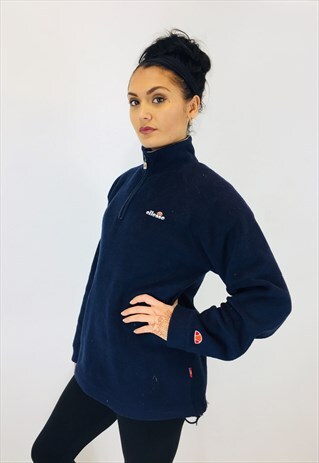VINTAGE ELLESSE EMBROIDERED TEDDY BEAR FLEECE SWEATSHIRT