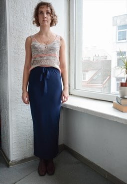 Vintage Blue Maxi Stretchy Skirt